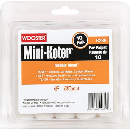 Mohair Paint Roller Cover, Smooth, 4 in L, Pk10