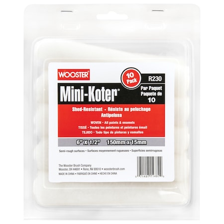 Mini Paint Roller Cover, Semi-Rough, PK10