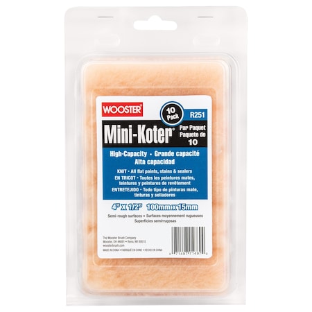 Paint Roller Cover, 1/4" dia. Core, PK10