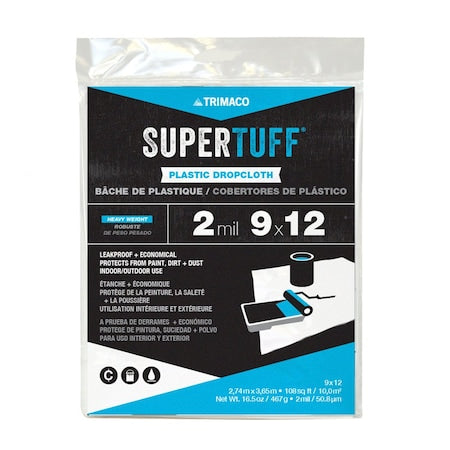 Drop Cloth,LDPE,Clear,9 ft.L,2 mil