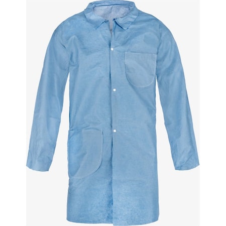 Lab Coat, SnapFrt, W/2 Pkt, Size XL 30, PK30, Pyrolon Plus 2, Snaps Closure, XL, 30 PK