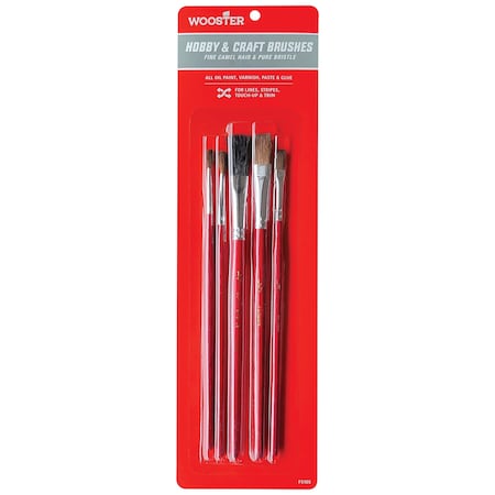 Paint Brush Set, Artist Brush, 1/2 in, 1/4 in, No. 2, No. 4, Natural, Camel Hair, 5 PK