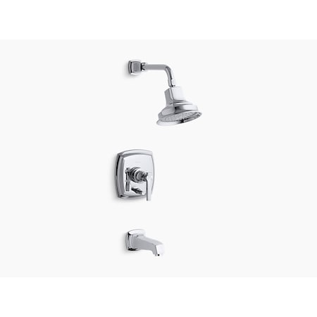 Margaux(R) Rite-Temp(R) Pressure-Balancing Bath And Shower Faucet Trim With Push-Button Diverter And Lever Handle, Valve Not Included