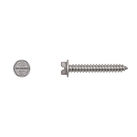 Sheet Metal Screw, #12 x 1-1/2 in, Zinc Plated Flange Hex Head Slotted Drive