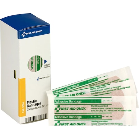 Plastic Bandages, 3/4"X3", PK25