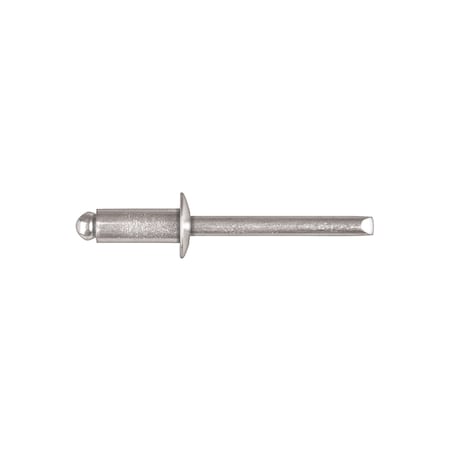 Blind Rivet, Dome Head, 1/4 in Dia., 37/64 in L, Steel Body