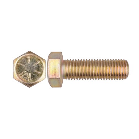 Grade 8, 7/8"-9 Hex Head Cap Screw, Zinc Yellow Steel, 2-3/4 in L