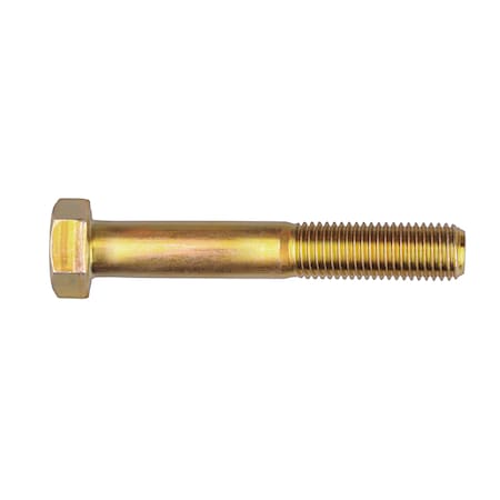 Grade 8, 7/16"-20 Hex Head Cap Screw, Zinc Yellow Steel, 2-1/2 in L