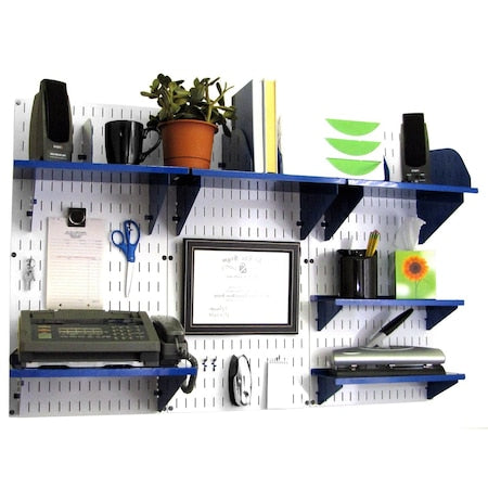 Office Wall Organizer System Unit, White/Blue