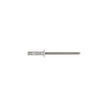 Blind Rivet, Dome Head, 1/8 in Dia., 15/32 in L, Aluminum Body, 100 PK