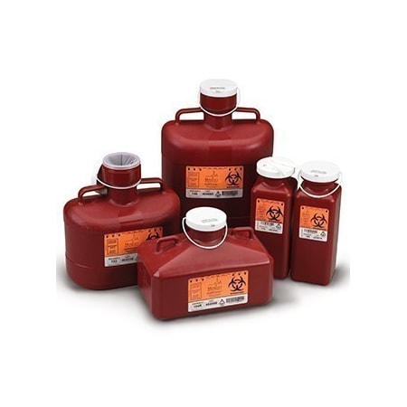 Sharps Container, 23 qt. Bottle, Red, PK4
