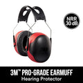 Pro-Grade Over-the-Head Ear Muffs, 30 dB NRR, Red