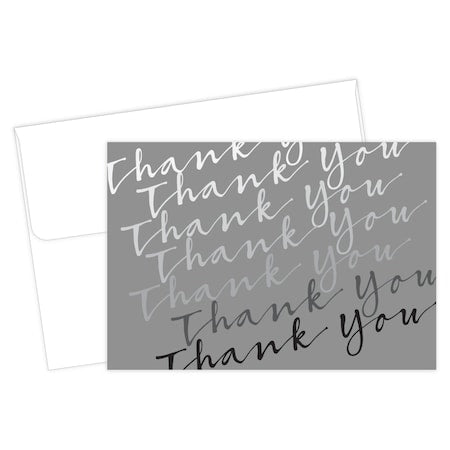 Thank You Card W/Envelope,Cursive,PK50
