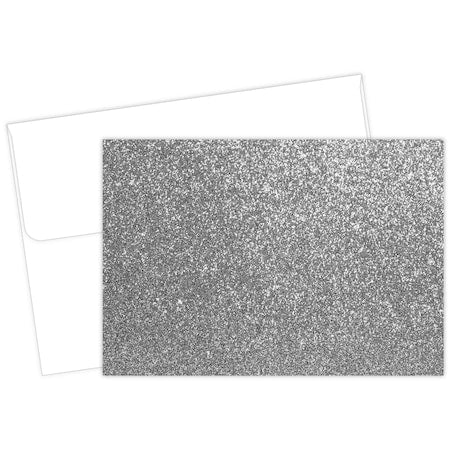 Note Card and Envelopes, Silver Gl, PK15