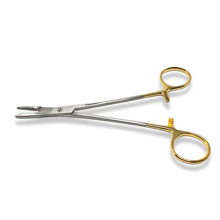 Hemostat with Scissors, 6.5", Gold Rings