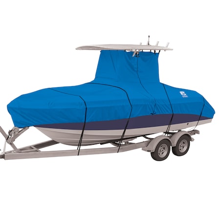 Stellex Model F Center Console T-Top Boat Cover, Blue, 22 ft - 24 ft L