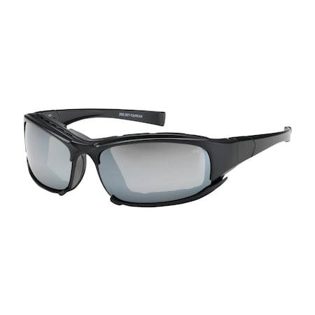 Cefiro, Safety Glasses, Anti-Fog & Anti-Scratch, Silver Mirror Lens, Black Frame, Full-Frame, 1 PR