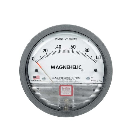 Differential pressure gage, range 0-100 cm w.c., minor divisions 2.0.