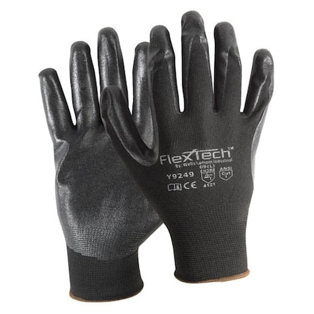 Coated Gloves, Foam Nitrile, Smooth, 4-Mar, Not Rated Abrasion Level, Black, L
