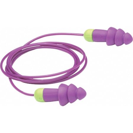 Rockets Reusable Corded Ear Plugs, Flanged Shape, NRR 27 dB, Carrying Case, Purple, M, 50PK