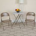 HERCULES Series Double Braced Beige Metal Folding Chair, PK2