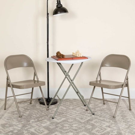 HERCULES Series Double Braced Gray Metal Folding Chair, PK2