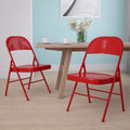 HERCULES Series Double Braced Red Metal Folding Chair, PK2