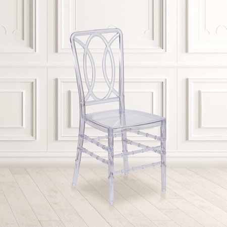 Flash Elegance Crystal Ice Stacking Chair with Designer Back, PK2