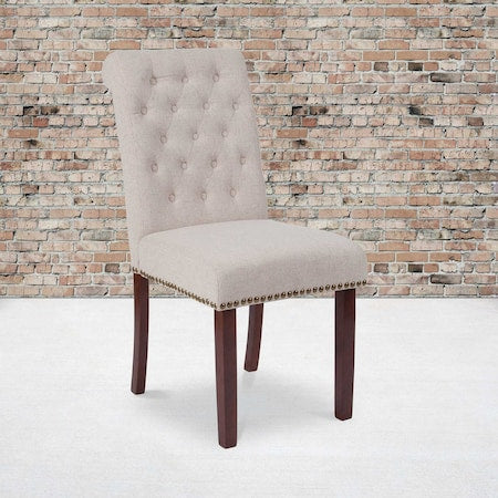 Beige Fabric Parsons Chair, PK2