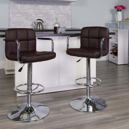 Brown Quilted Vinyl Barstool, PK2