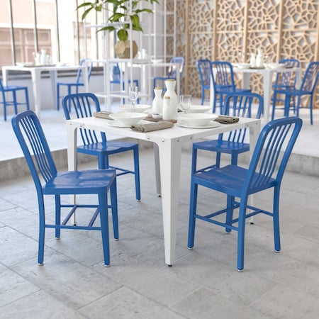 Gael Commercial Grade Blue Metal Indoor-Outdoor Chair, PK2