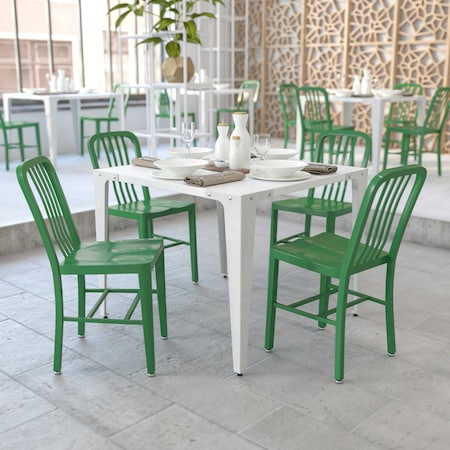 Gael Commercial Grade Green Metal Indoor-Outdoor Chair, PK2