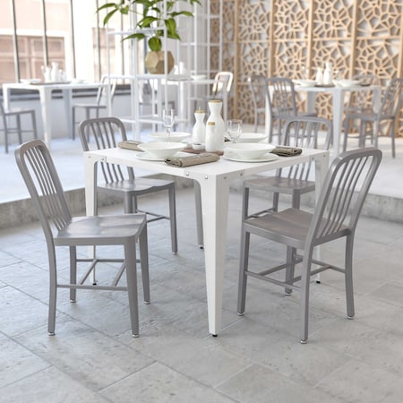Gael Commercial Grade Silver Metal Indoor-Outdoor Chair, PK2