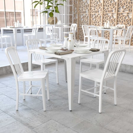 Gael Commercial Grade White Metal Indoor-Outdoor Chair, PK2