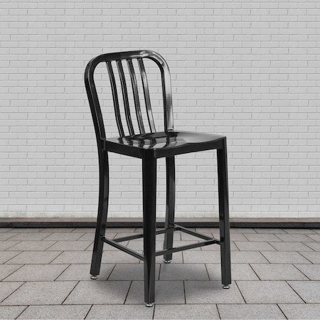 2 "" High Black Metal Counter Height Stool, PK2