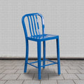 2 " High Blue Metal Counter Height Stool, PK2