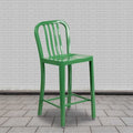 2 " High Green Metal Counter Height Stool, PK2