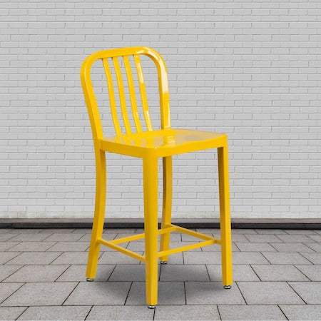 2 " High Yellow Metal Counter Height Stool, PK2