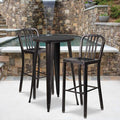 2PK 30"H Black-Gold Metal Barstool with Slat Back