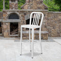 30" High White Metal Barstool with Slat Back, PK2