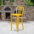 2PK 30" High Yellow Metal Barstool with Slat Back