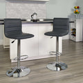 Gray Vinyl Adjust Barstool, Counter Ht Swivel, Chrome Pedestal Base, PK2