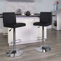 Black Vinyl Adjustable Height Barstool, Panel Back, Chrome Base, PK2
