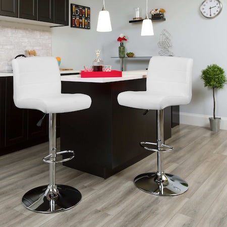 White Vinyl Barstool, PK2