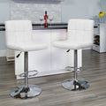 White Quilted Vinyl Barstool, PK2