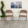 HERCULES Series Double Braced Beige Vinyl Folding Chair, PK2