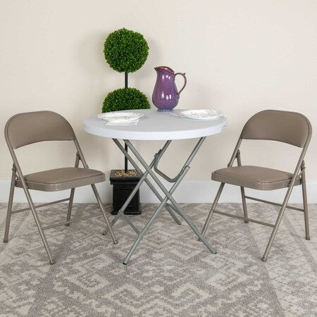 HERCULES Series Double Braced Gray Vinyl Folding Chair, PK2