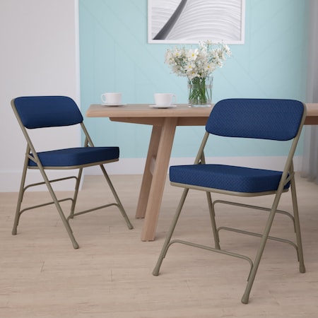Navy Fabric Folding Chair, PK2