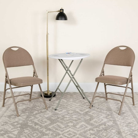 Beige Fabric Folding Chair, PK2