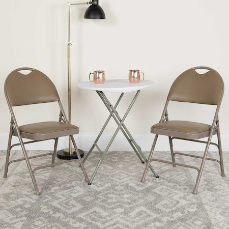Beige Vinyl Folding Chair, PK2